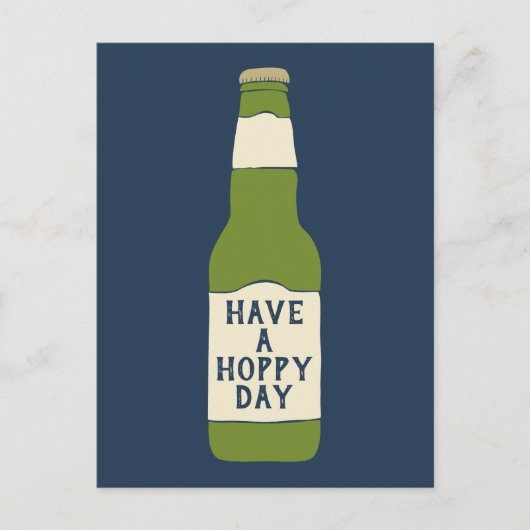 Hoppingtag grüne Bierflasche Postkarte (Vorderseite)