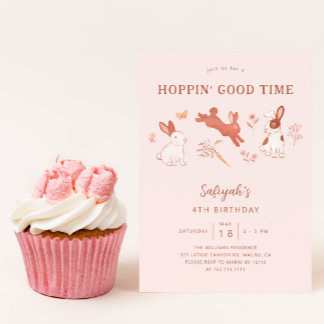 Hoppin's Good Time Bunny Girl Birthday Party Einladung