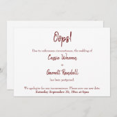 Hoppla! Ankündigung einer Hochzeit in Burgund (Vorne/Hinten)