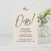 Hoppla! Funny Delayed Wedding Simple Cream Card Einladung (Stehend Vorderseite)