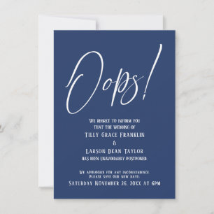 Hoppla! Funny Delayed Wedding Simple Navy Card Einladung