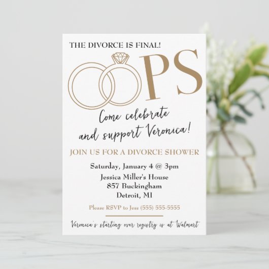 HOPPLA! Scheidungsdusche Party Einladung (Stehend Vorderseite)