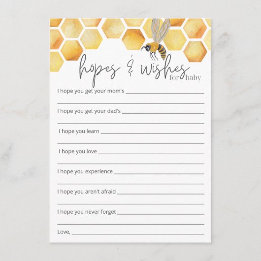 Hoppla & Wish Bienen Babydusche Begleitkarte (Vorderseite)
