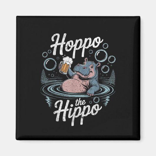Hoppo Hippo Bier Bubbles Hippo Spaß Magnet (Vorne)