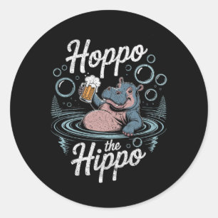 Hoppo Hippo Bier Bubbles Hippo Spaß Premium Runder Aufkleber