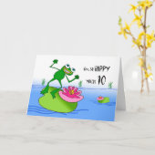 Hoppy 10. Geburtstag, Funny Frog am Teich Karte (Gelbe Blume)