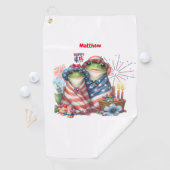 "Hoppy" 4. Juli Independence Day Frogs Design Golfhandtuch (Insitu)