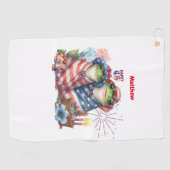 "Hoppy" 4. Juli Independence Day Frogs Design Golfhandtuch (Horizontal)