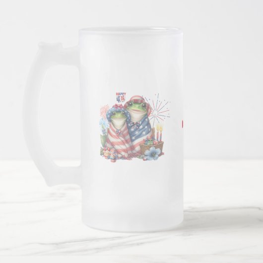"Hoppy" 4. Juli Independence Day Frogs Design Mattglas Bierglas (Links)