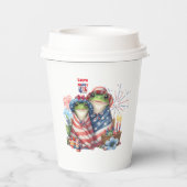 "Hoppy" 4. Juli Independence Day Frogs Design Pappbecher (Rückseite)