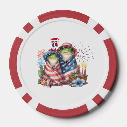 "Hoppy" 4. Juli Independence Day Frogs Design Pokerchips (Rückseite)