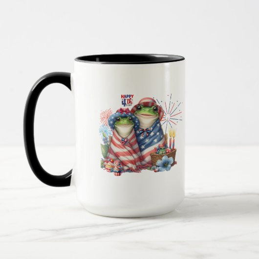 "Hoppy" 4. Juli Independence Day Frogs Design Tasse (Links)