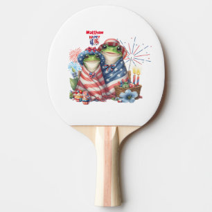 "Hoppy" 4. Juli Independence Day Frogs Design Tischtennis Schläger