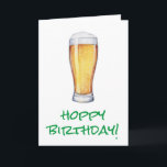 Hoppy Birthday Beer Karte<br><div class="desc">Watercolor beer glass "Hoppy Birthday!", Greeting Card. Inside of card feys matching pub style pattern and custom birthday message.</div>