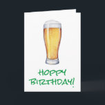 Hoppy Birthday Beer Karte<br><div class="desc">Watercolor beer glass "Hoppy Birthday!",  Greeting Card. Inside of card feys matching pub style pattern and custom birthday message.</div>