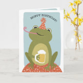 Hoppy Birthday Frog & Beer Punny Birthday Card Karte (Gelbe Blume)
