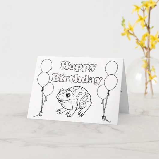 Hoppy BIrthday Frog Coloring Book Card Karte (Gelbe Blume)