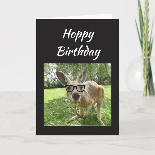 Hoppy Birthday Fun Kangaroo Australia Animal art Karte (Vorderseite)