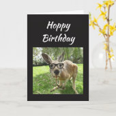 Hoppy Birthday Fun Kangaroo Australia Animal art Karte (Gelbe Blume)