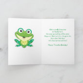 Hoppy Birthday Green Frog, Junge 2 Karte (Innenseite)