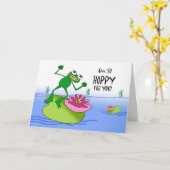 Hoppy Birthday, Happy and Funny Frog on Lily Pad Karte (Gelbe Blume)