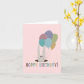 Hoppy Birthday Rabbit Pun Karte (Gelbe Blume)