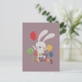 Hoppy Birthday Rabbit Pun Postkarte (Stehend Vorderseite)