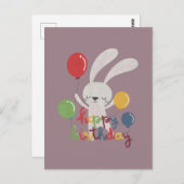 Hoppy Birthday Rabbit Pun Postkarte (Vorne/Hinten)