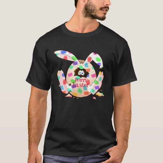 Hoppy Bunny Peepin out of Cracked Dyed Easter Egg T-Shirt (Vorderseite)
