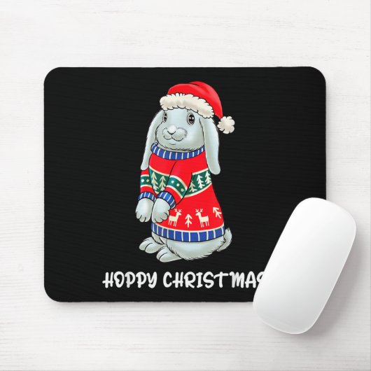 Hoppy Christmas Bunny Christmas Sweater Rabbit Mousepad (Mit Mouse)