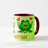 Hoppy Day Fun Niedliche Cartoon Frogs Hörnchen Tasse (VorderseiteRechts)