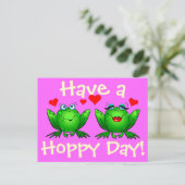 Hoppy Day Happy Cartoon Frogs Postkarte (Stehend Vorderseite)