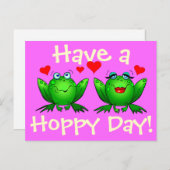 Hoppy Day Happy Cartoon Frogs Postkarte (Vorne/Hinten)