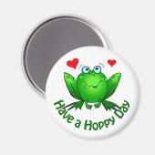 Hoppy Day Niedlich Green Frog w Hearts Magnet (Vorderseite/Rückseite)