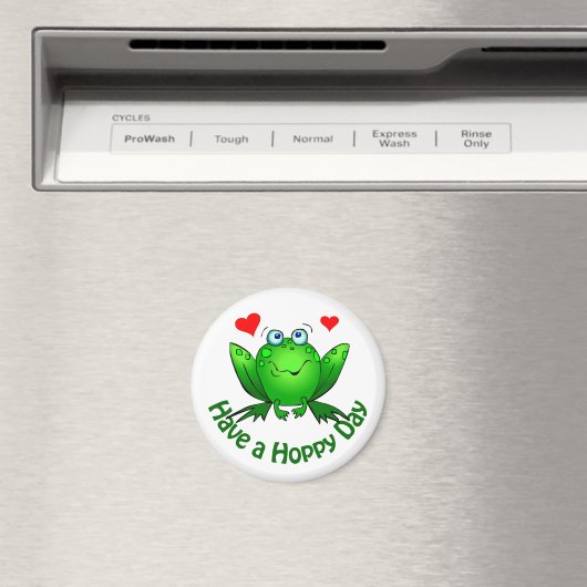 Hoppy Day Niedlich Green Frog w Hearts Magnet (In Situ (Geschirrspüler))