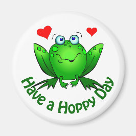 Hoppy Day Niedlich Green Frog w Hearts Magnet