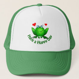 Hoppy Day Niedlich Green Frog w Hearts Truckerkappe