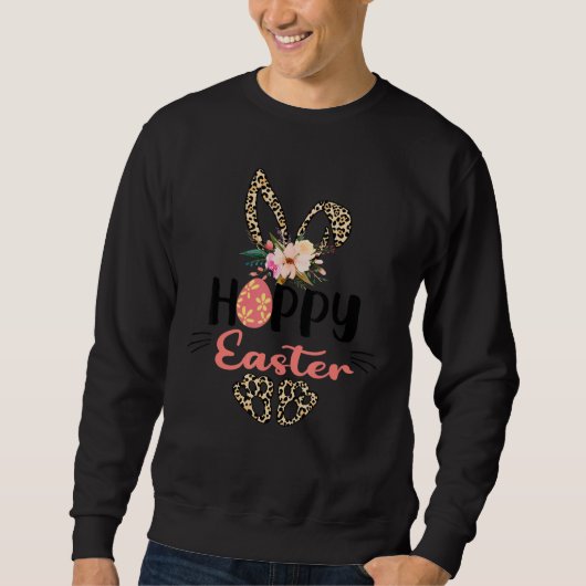Hoppy East Bunny mit Leopard Sweatshirt (Vorderseite)