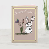 Hoppy Easter Bunny & Tulips Card Karte (Vorderseite)