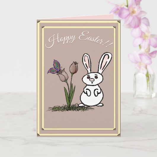 Hoppy Easter Bunny & Tulips Card Karte (Orchidee)