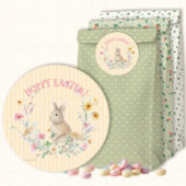 Hoppy Easter Bunny Wildflower Floral Envelope Seal Runder Aufkleber
