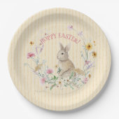 Hoppy Easter Bunny Wildflower Floral Watercolor Pappteller (Vorderseite)