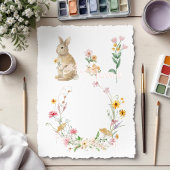 Hoppy Easter Bunny Wildflower Floral Watercolor Pappteller