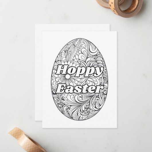Hoppy Easter DIY Coloring Card Mitteilungskarte (Vorderseite/Rückseite Beispiel)