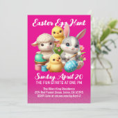 Hoppy Easter Egg Jagen Niedliches Hübsches Hühnerl Einladung (Stehend Vorderseite)