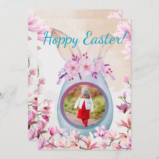 Hoppy Easter egg with photo Einladung (Vorne/Hinten)