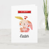 "Hoppy Easter" Funny Whimsy Bunny Happy Easter Karte (Vorderseite)