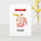 "Hoppy Easter" Funny Whimsy Bunny Happy Easter Karte (Gelbe Blume)