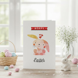 "Hoppy Easter" Funny Whimsy Bunny Happy Easter Karte
