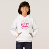Hoppy Easter Girly Pink Teal Quote Lettering Hoodi Hoodie (Vorne ganz)